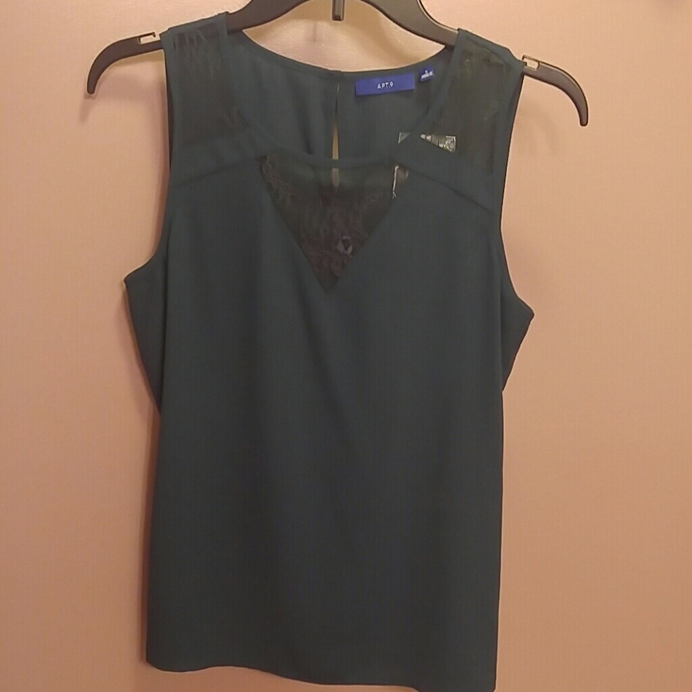 Dark green tank top with lace detailing